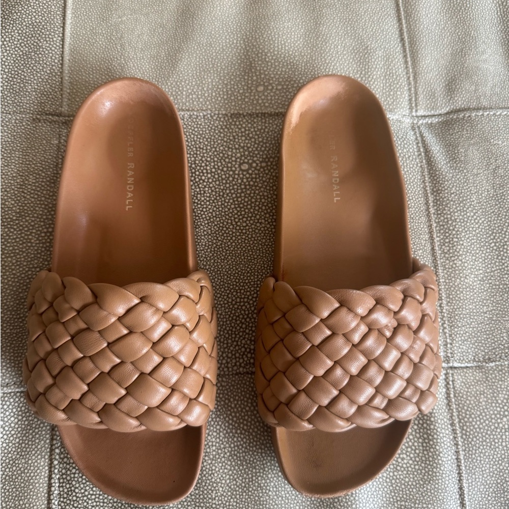Loeffler Randall Tan Woven Mules